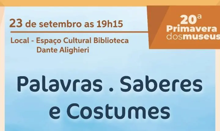 Espaço Cultural Biblioteca Dante Alighieri recebe atividade da 20ª Primavera dos Museus em 23 de setembro