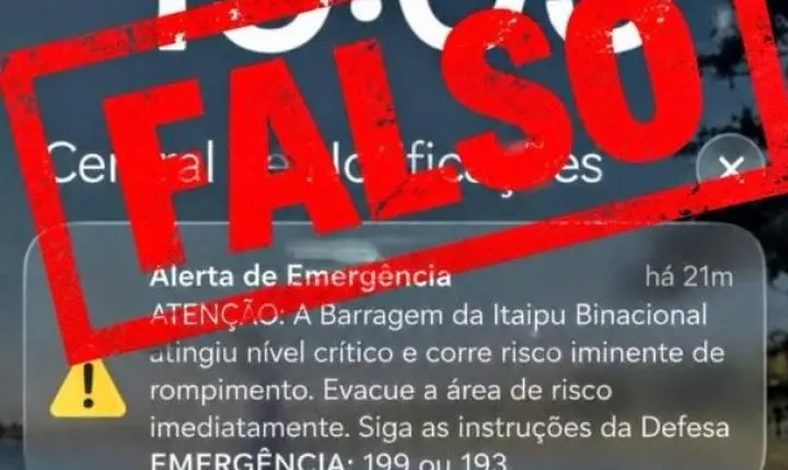 Itaipu desmente falso alerta de emergência sobre rompimento da barragem