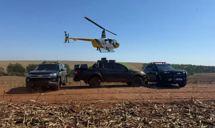 Operação com auxílio de helicóptero recupera caminhonete furtada carregada com quase meia tonelada de droga
