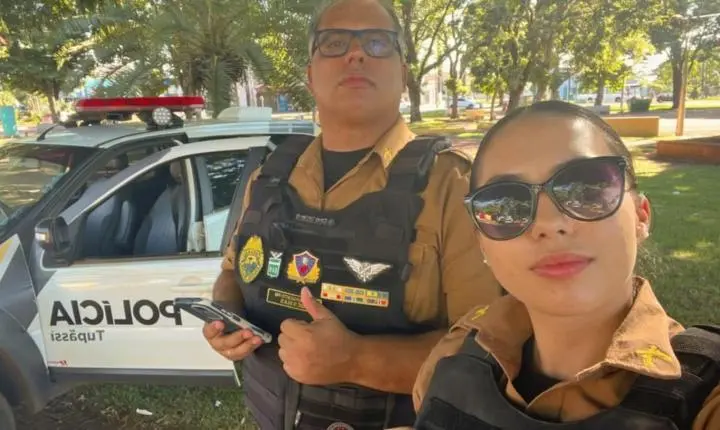 Pai e filha dividem viatura da Polícia Militar e patrulham juntos no Paraná