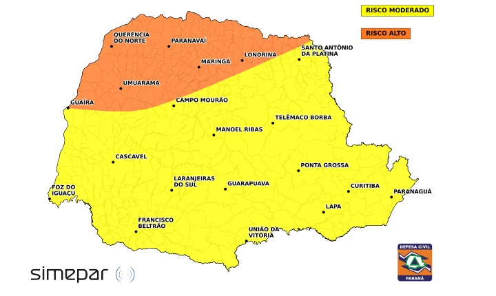 Paraná terá fim de semana com temporais e chuva que pode chegar a 100 mm
