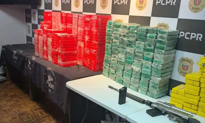 Polícia prende duas pessoas e apreende carga de drogas e arsenal avaliados em R$ 22 milhões