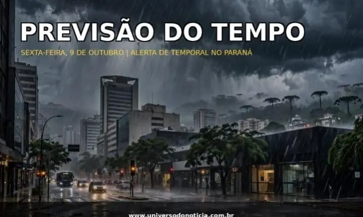 PREVISÃO DO TEMPO: Sexta-feira (9), será de chuva e alerta para tempestades